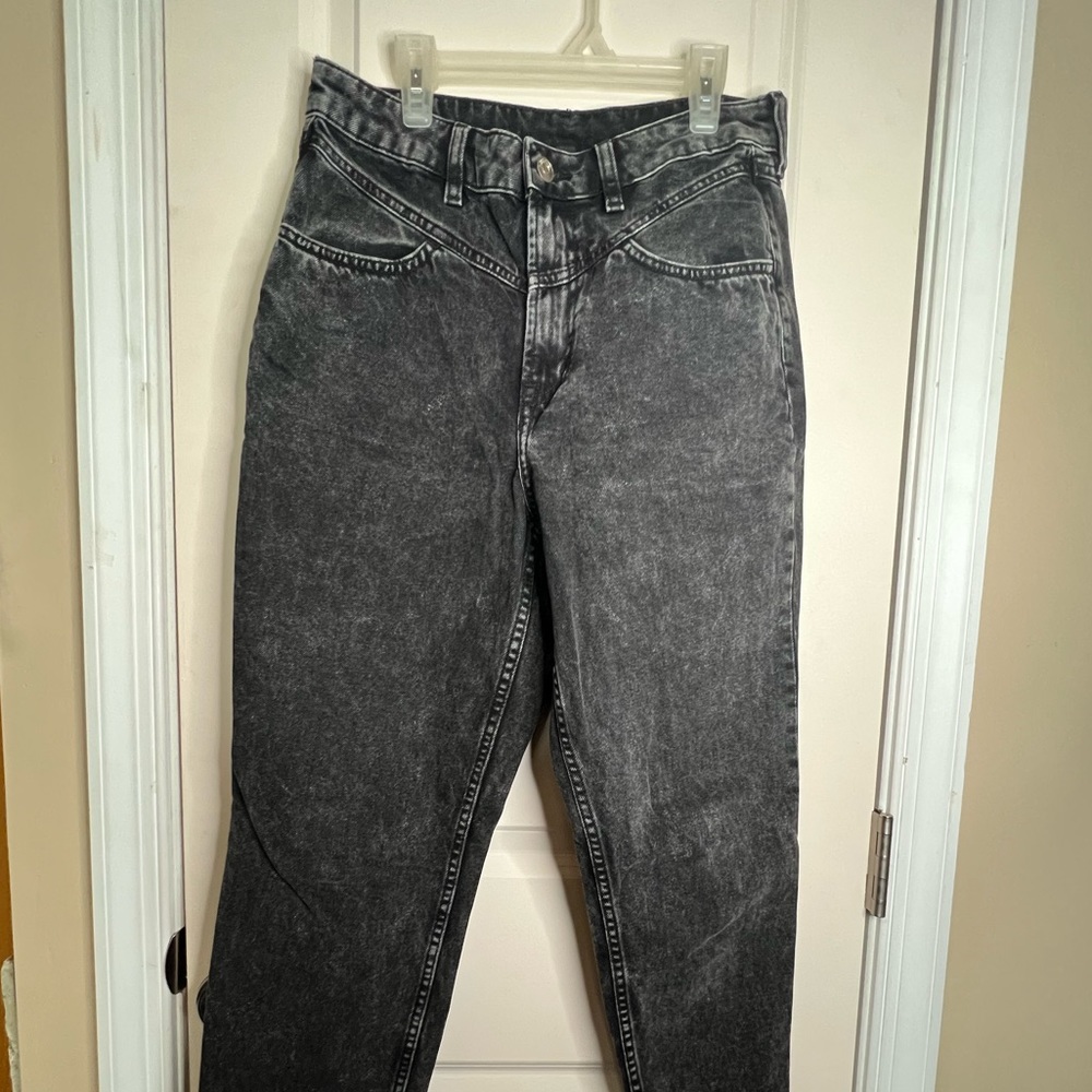 High waisted mom jean black acid wash H&M
